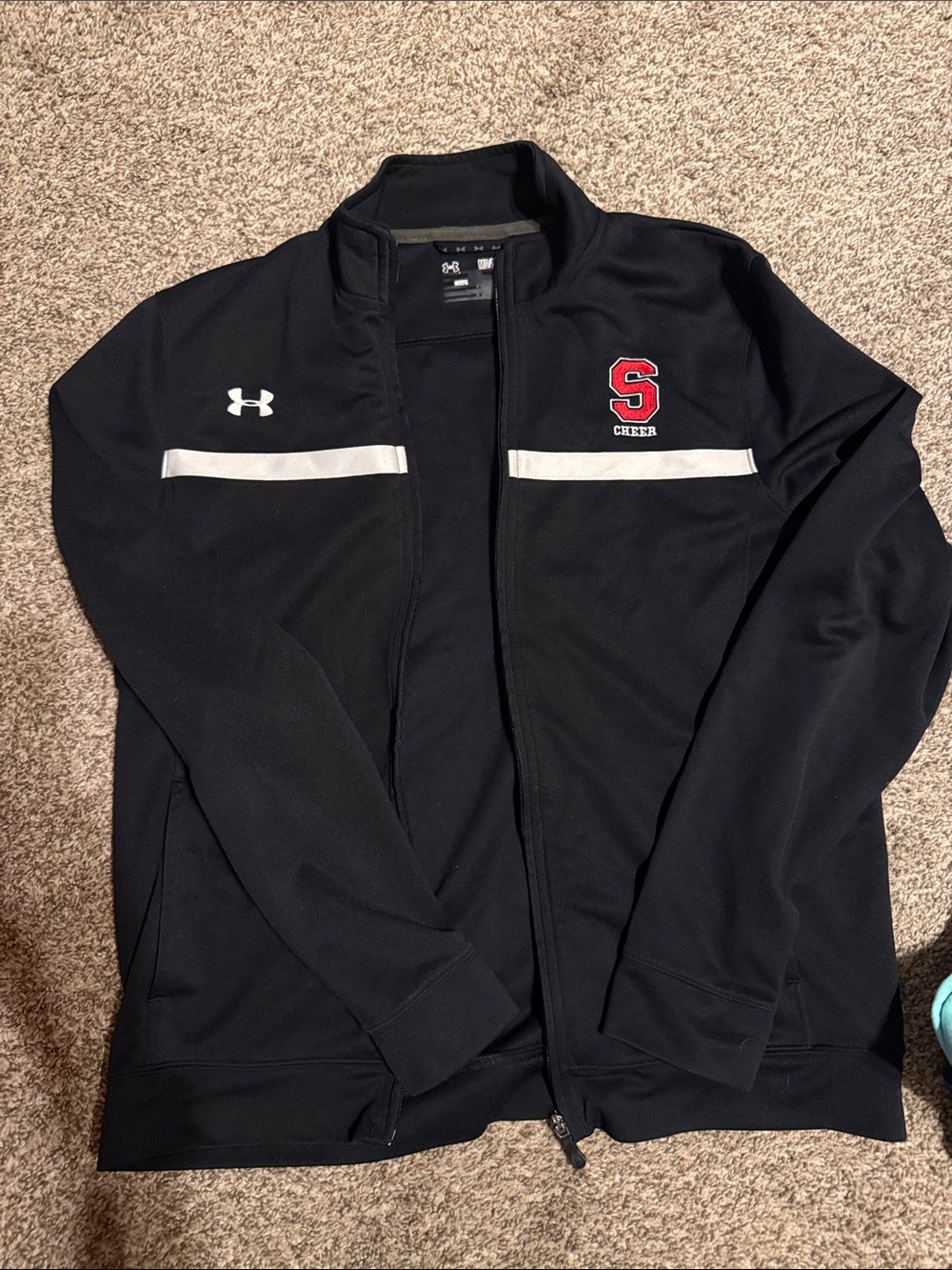 Under Armour Black Track Jacket with Red Cheer Logo